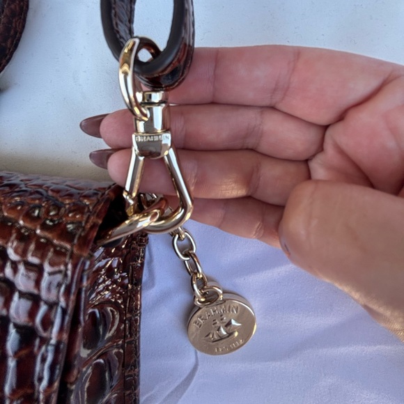Brahmin Minuette Rich Brown Croc-Embossed Crossbody Bag - Picture 6 of 11